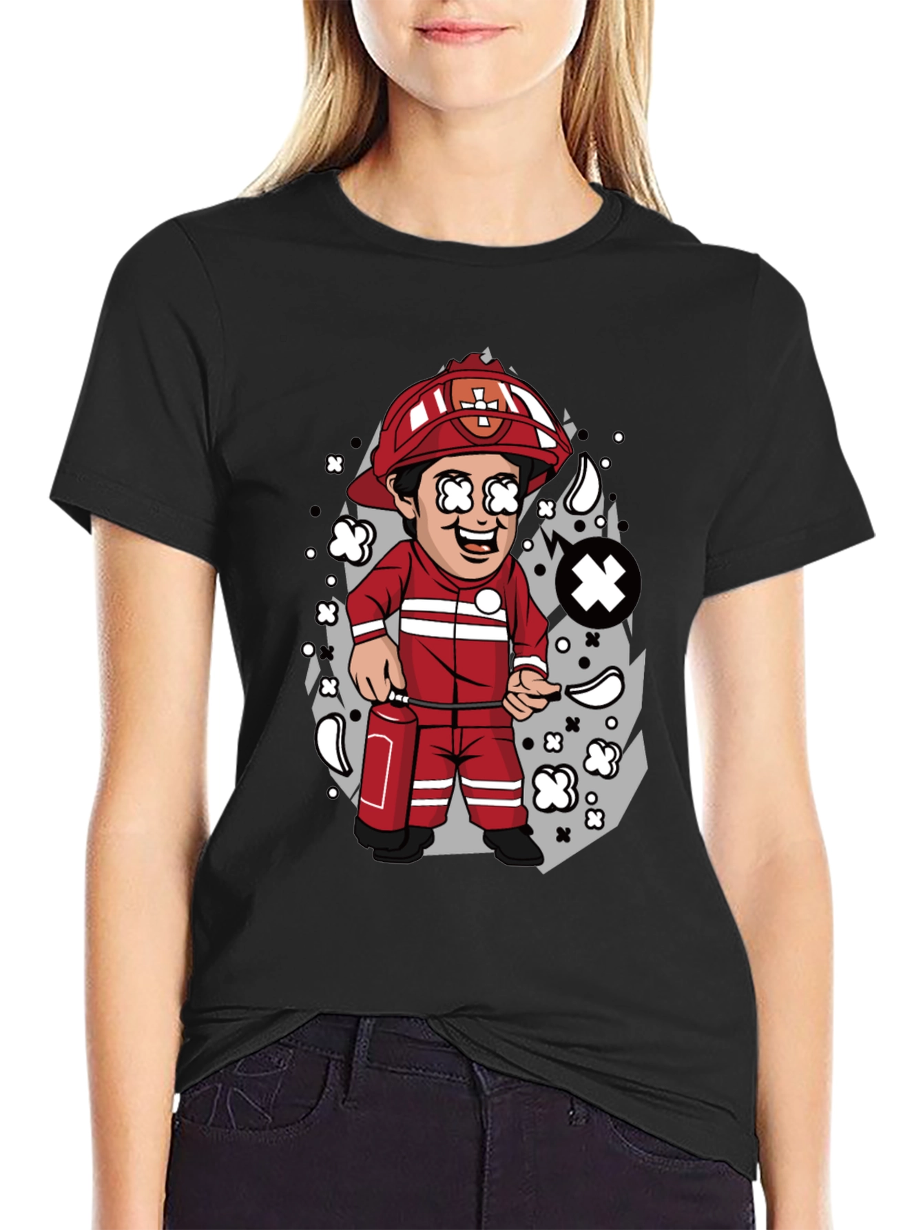 Cartoon Firefighter T-Shirt