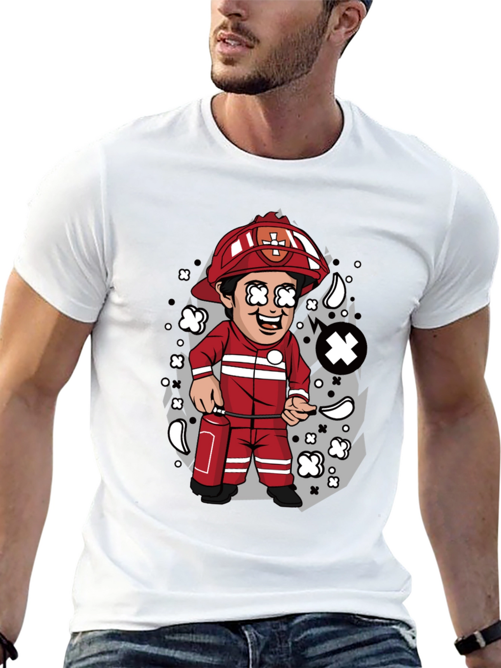Cartoon Firefighter T-Shirt