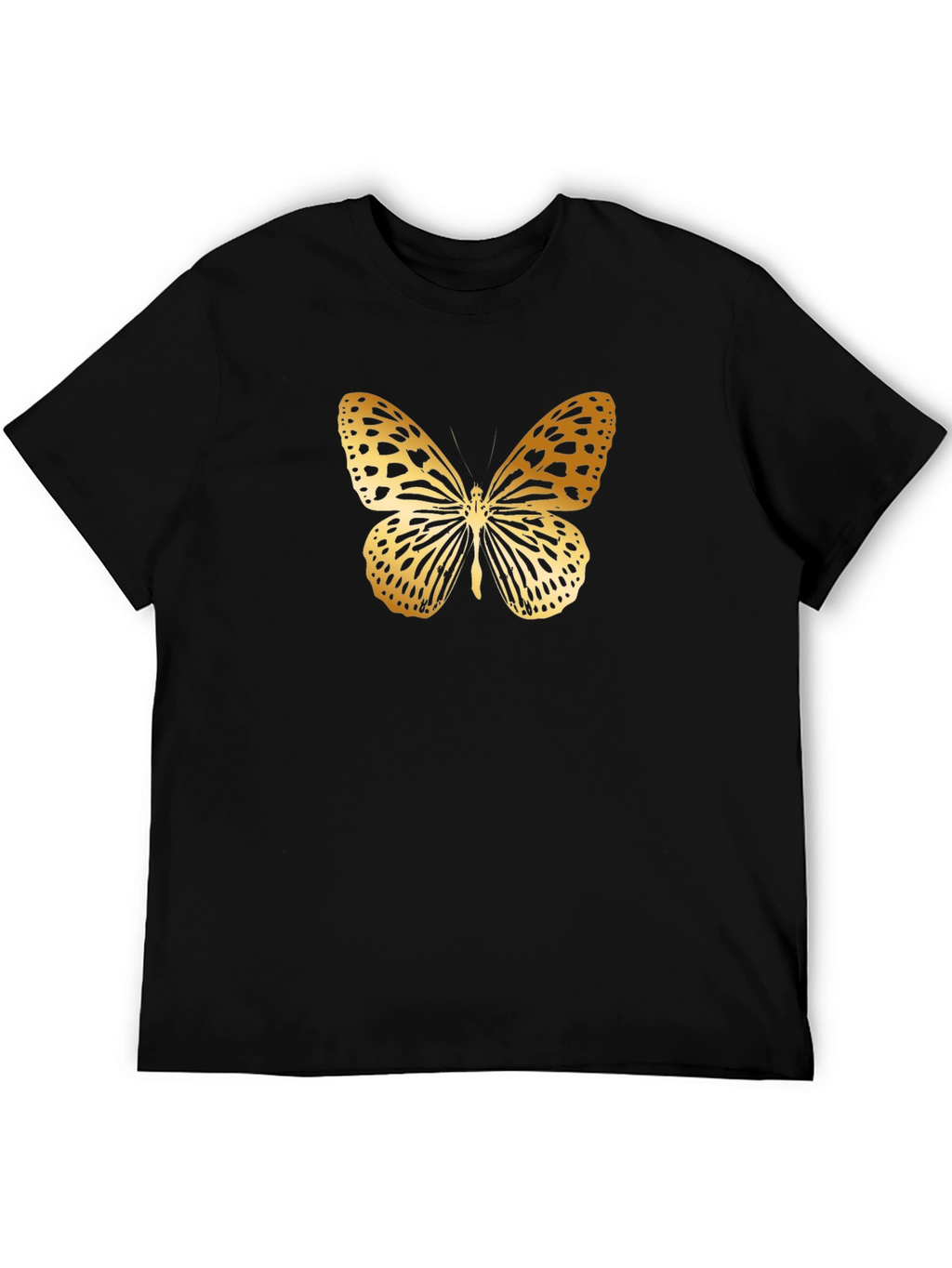 Golden Butterfly Graphic Black T-Shirt