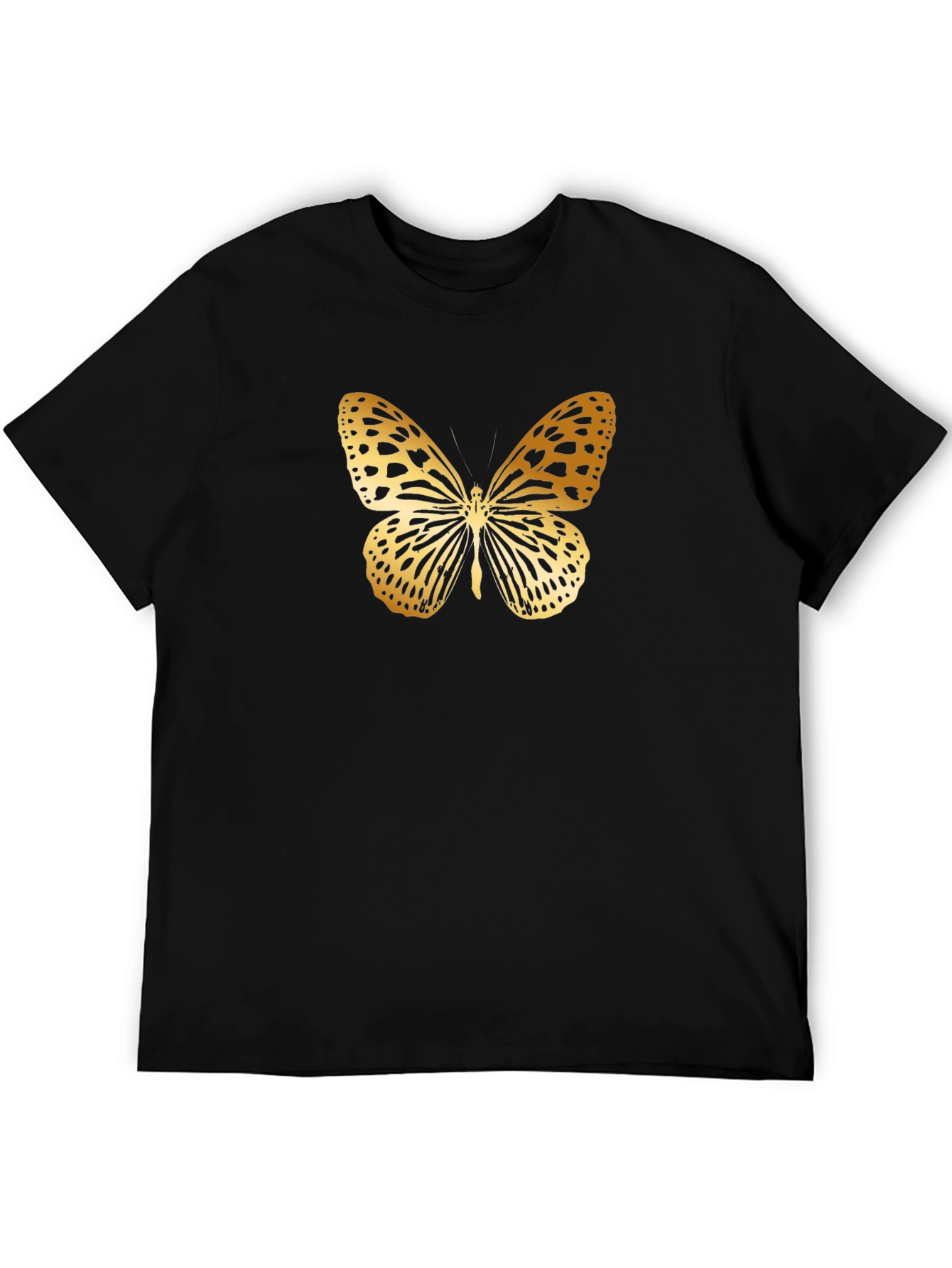 Golden Butterfly Graphic Black T-Shirt
