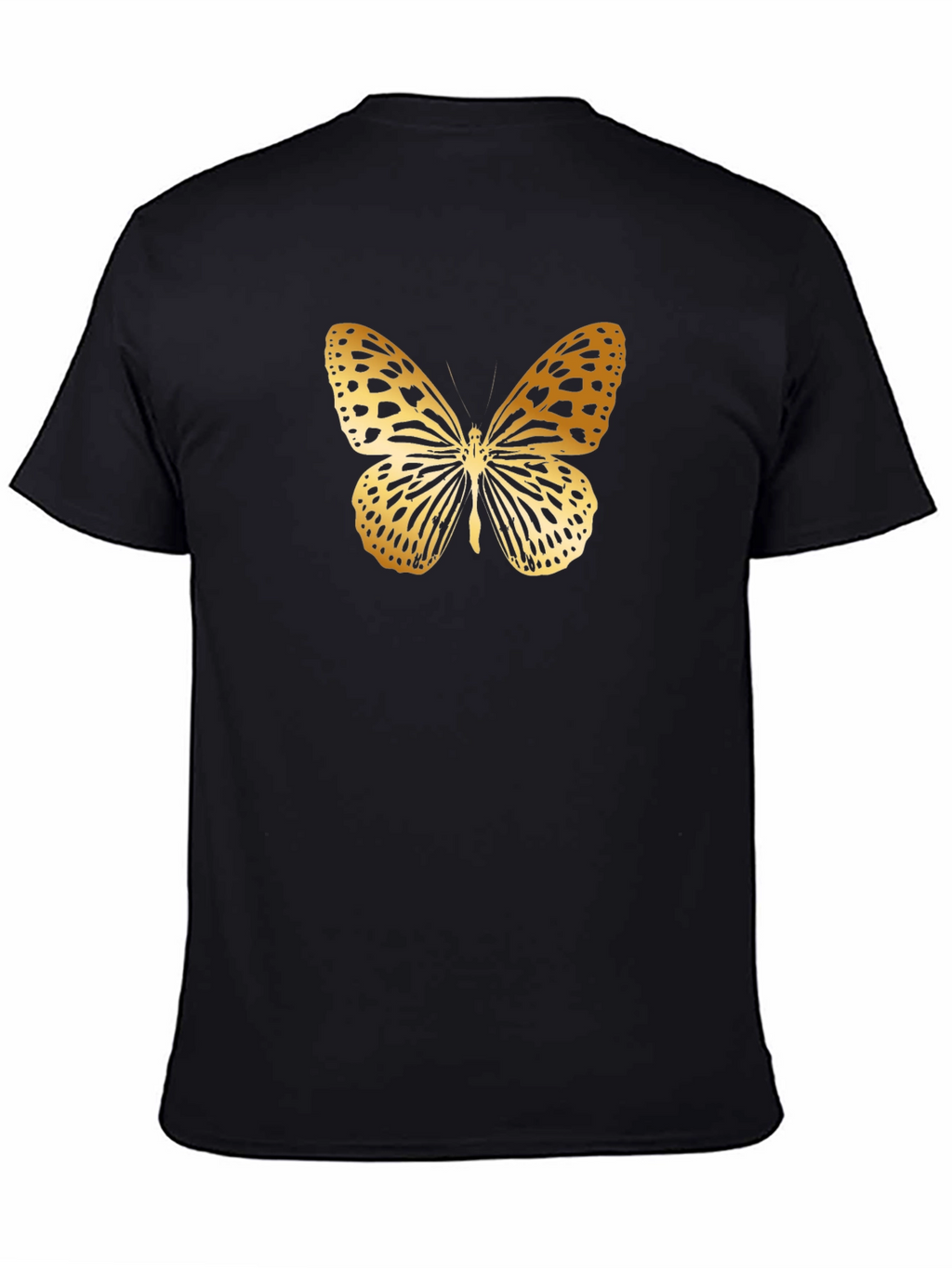 Golden Butterfly Graphic Black T-Shirt