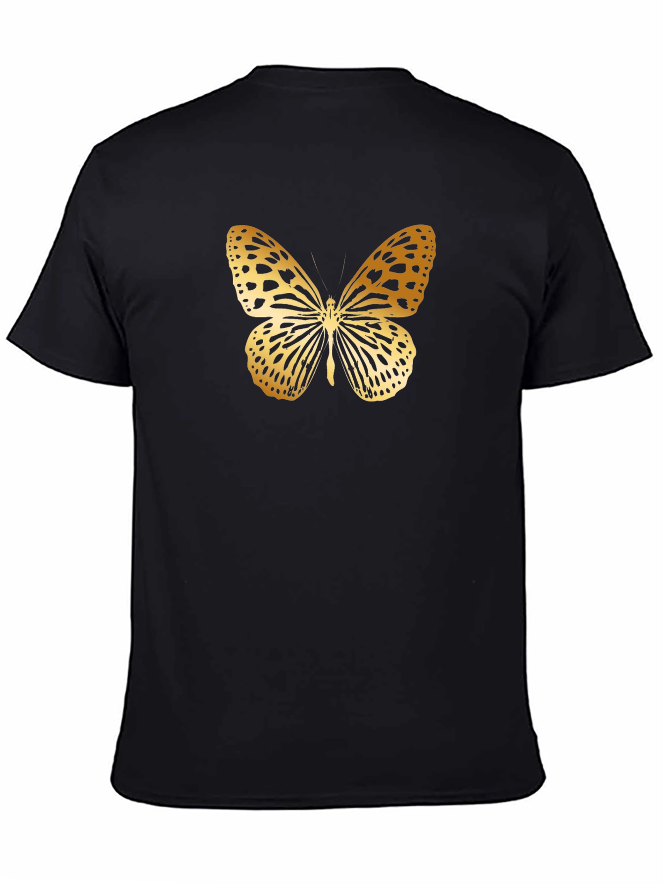 Golden Butterfly Graphic Black T-Shirt