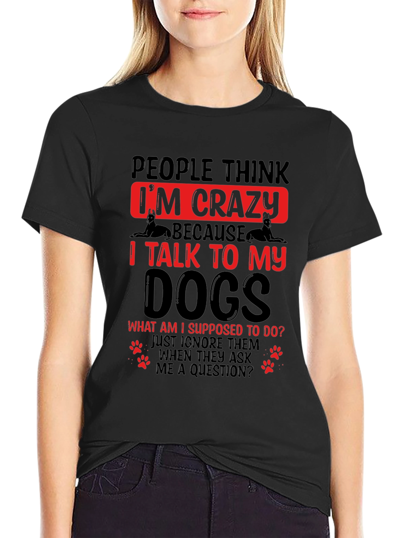 Crazy Dog Lover T-Shirt - Black Novelty Tee