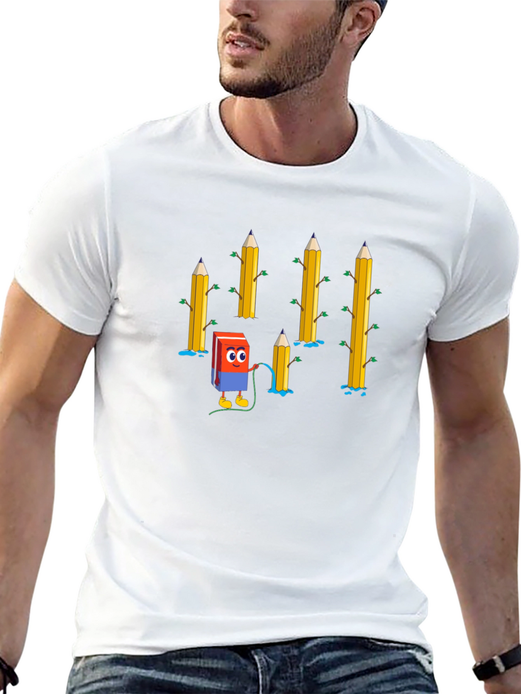 Eraser & Pencils T-Shirt - Black Cotton Tee