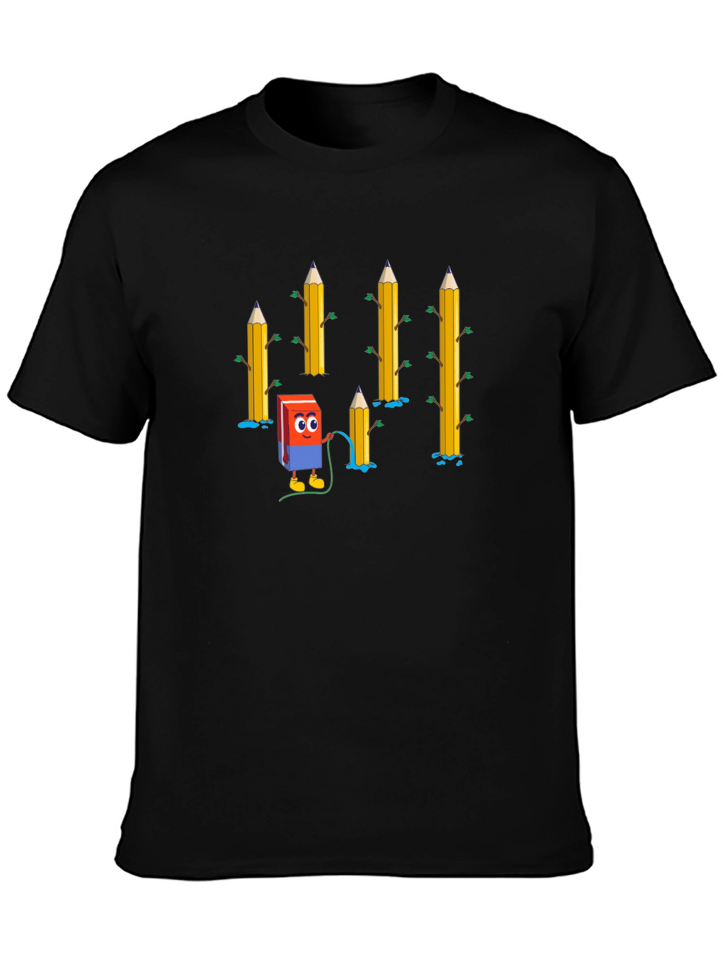 Eraser & Pencils T-Shirt - Black Cotton Tee