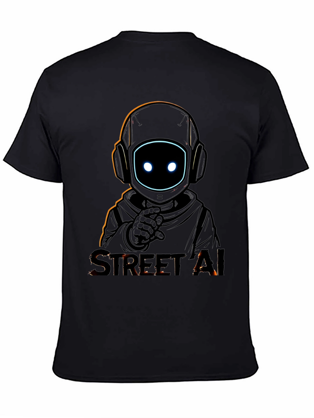 Street AI Robot Graphic Black T-Shirt
