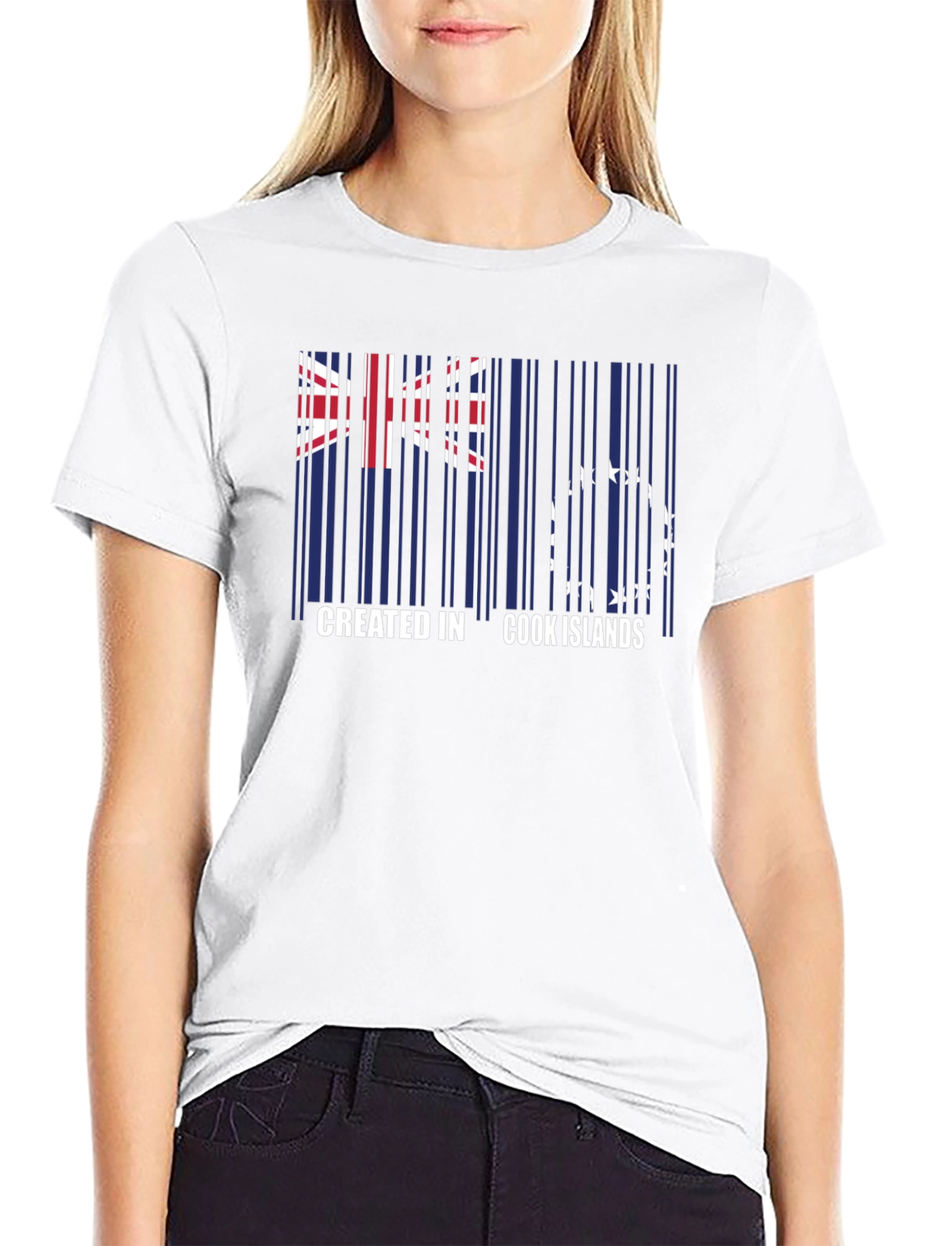 Cook Islands Flag Barcode T-Shirt