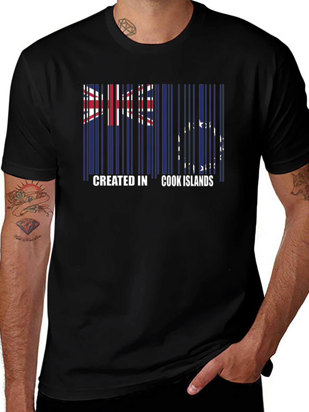 Cook Islands Flag Barcode T-Shirt