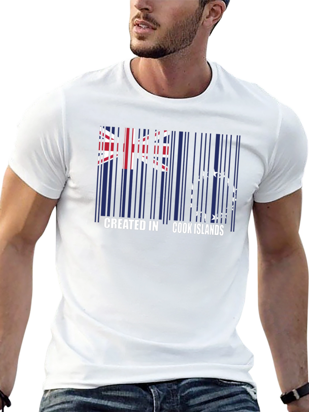 Cook Islands Flag Barcode T-Shirt
