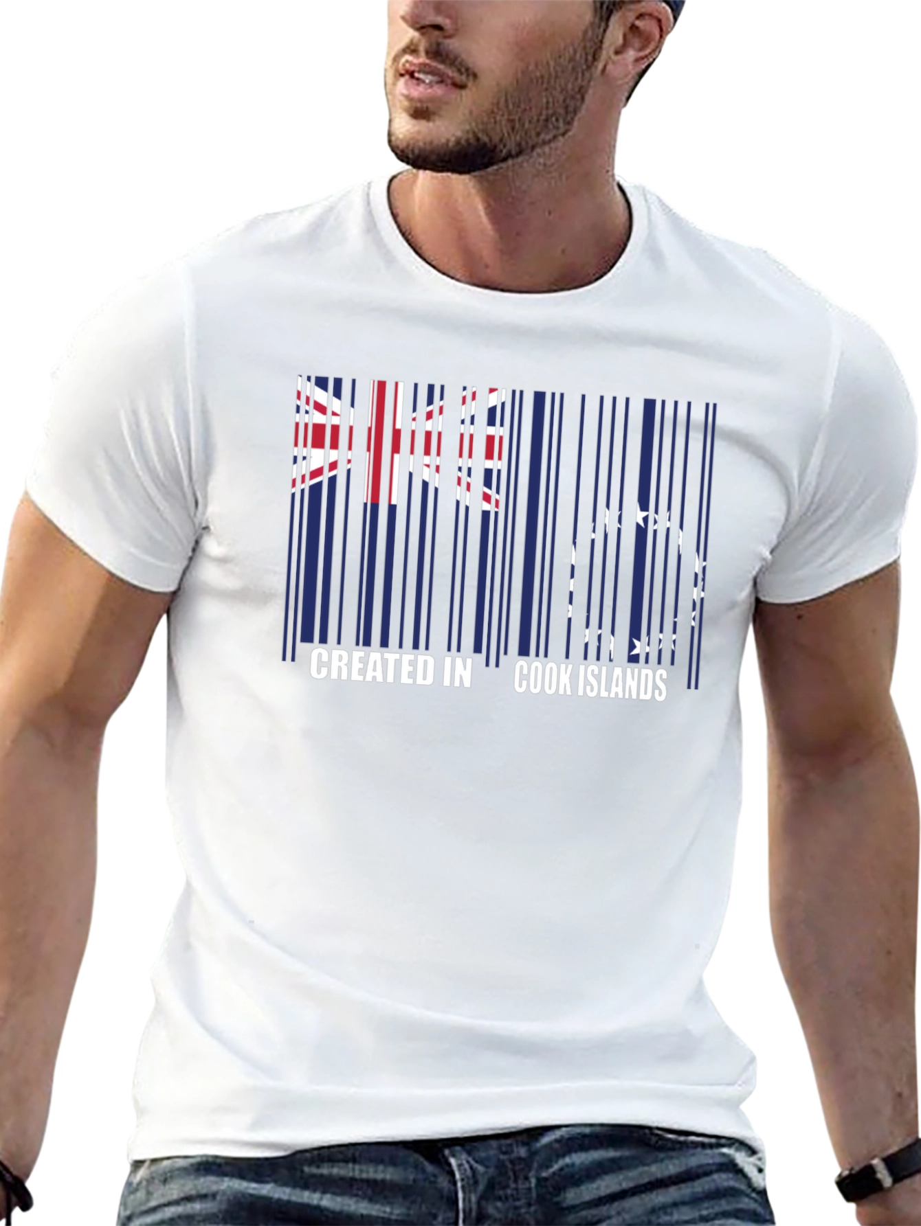 Cook Islands Flag Barcode T-Shirt