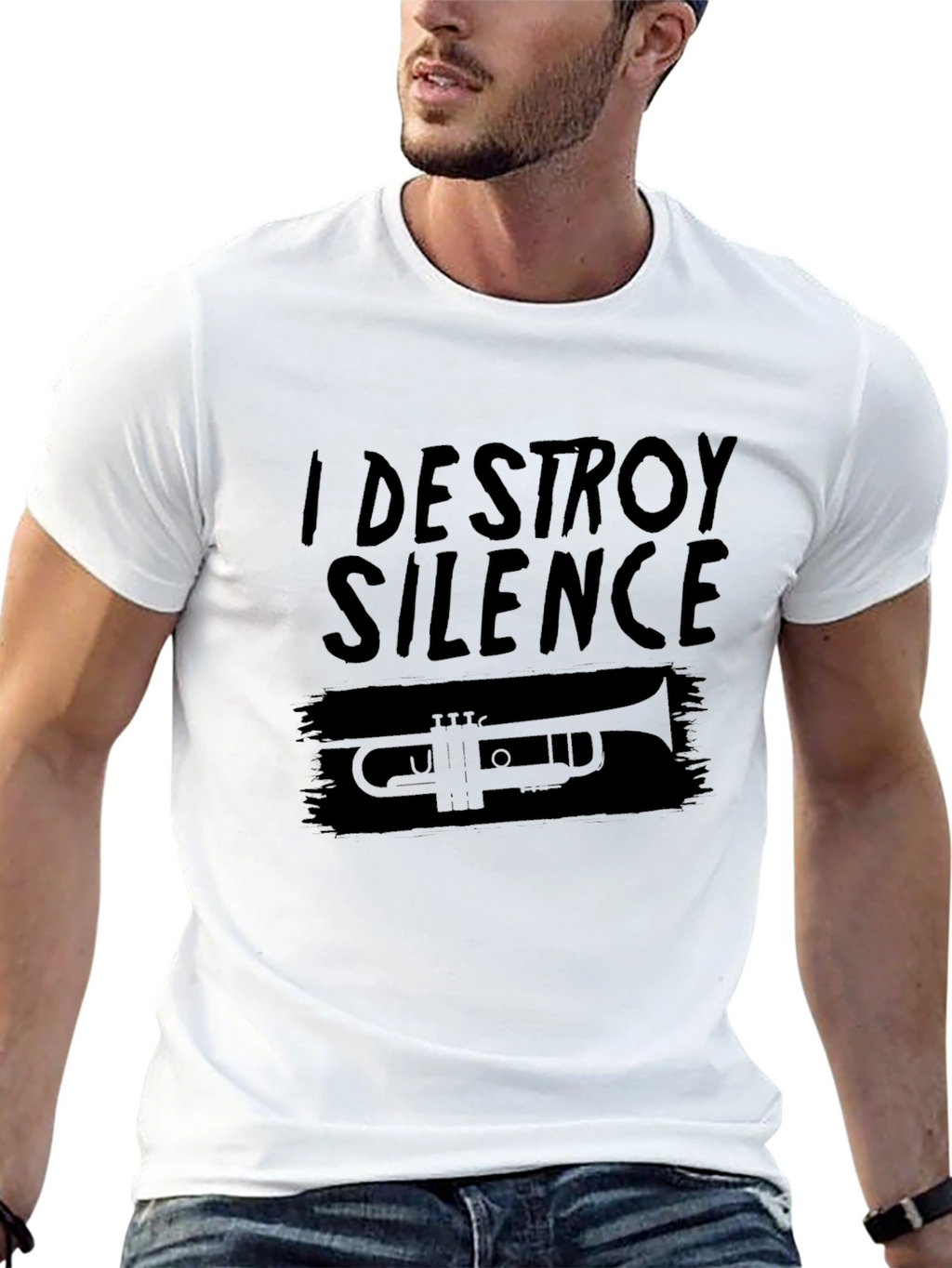 I Destroy Silence Trumpet Graphic Tee - Black