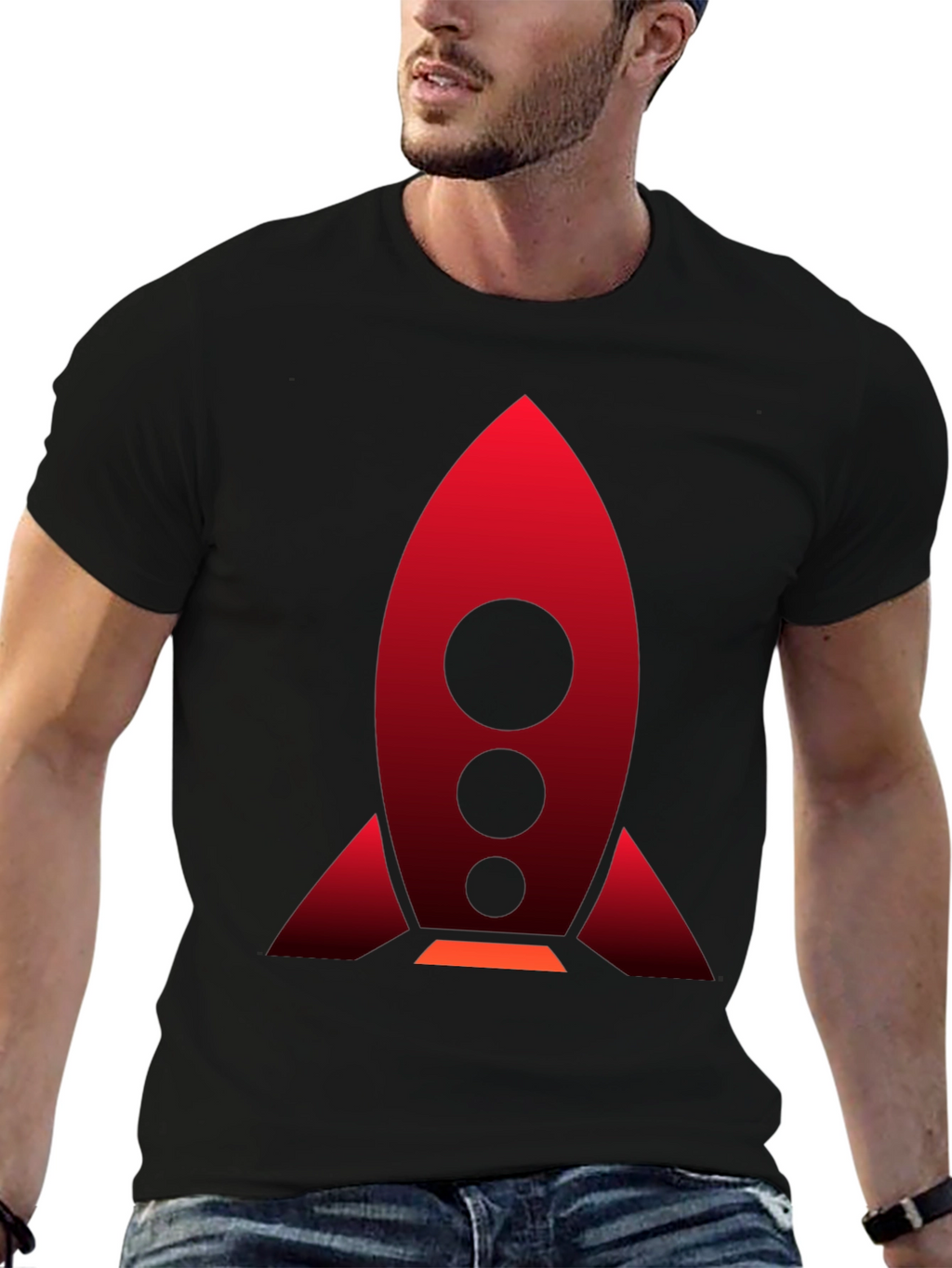 Rocket Graphic Black T-Shirt | Bold Space Design