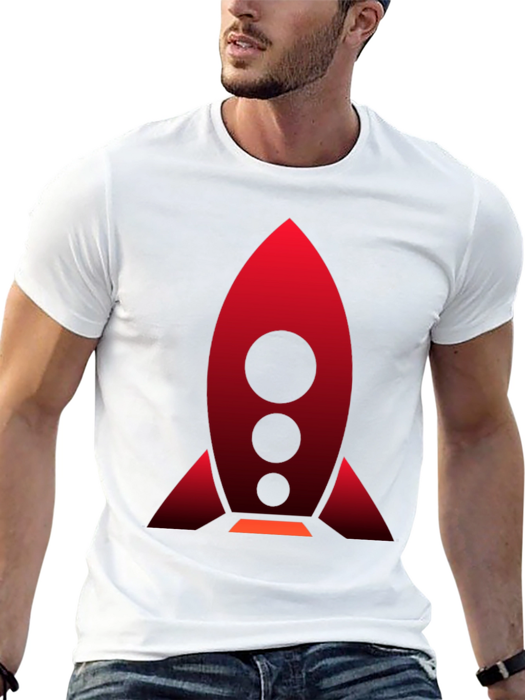 Rocket Graphic Black T-Shirt | Bold Space Design