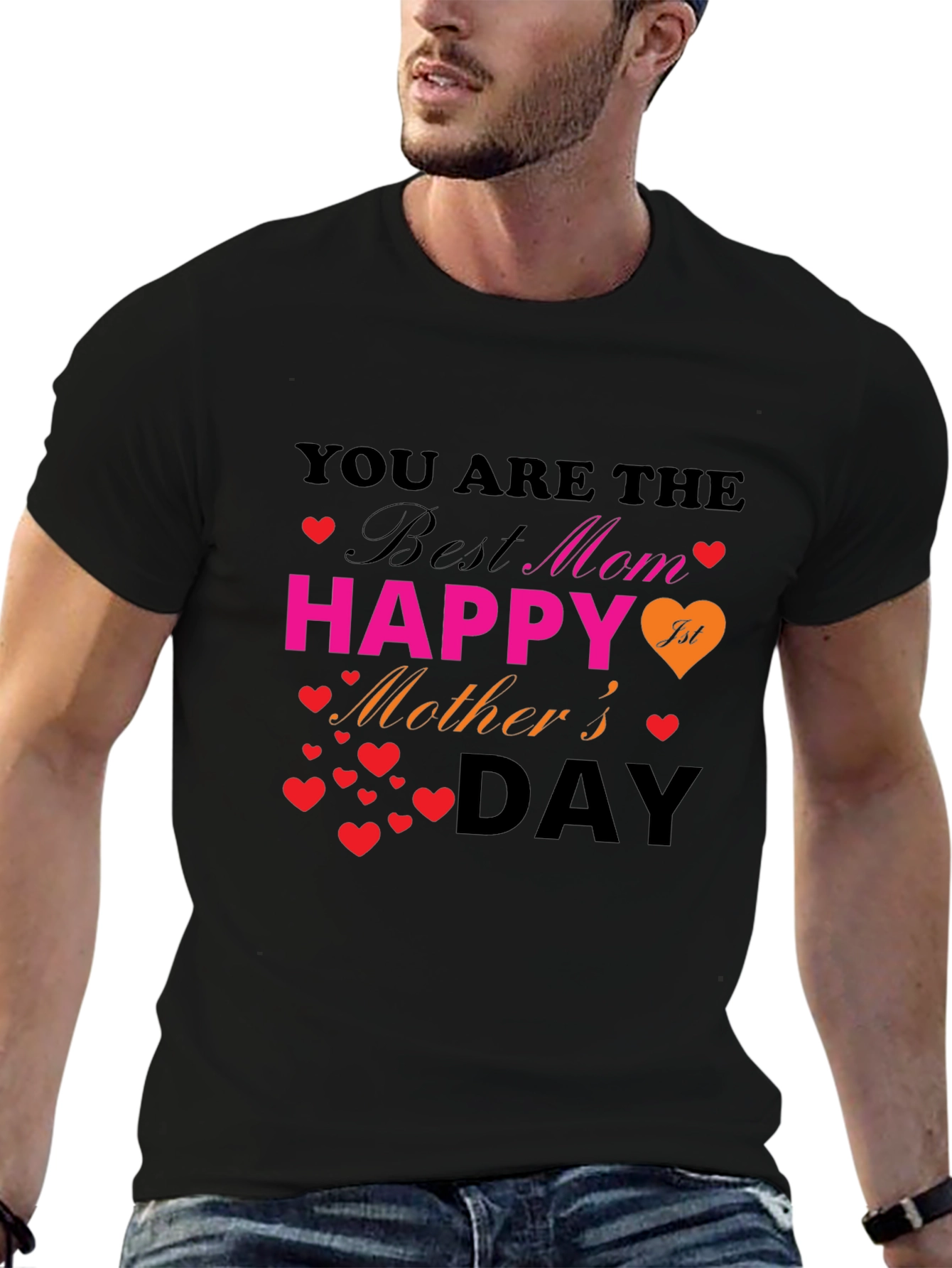 Best Mom Happy 1st Mothers Day Black T-Shirt