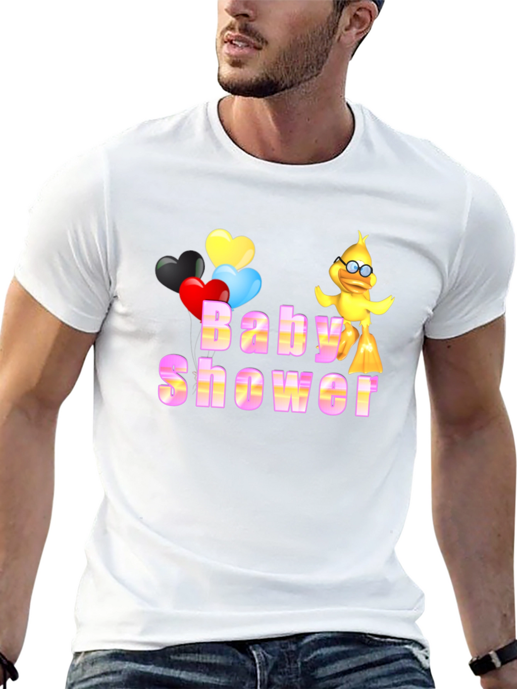 Baby Shower Cartoon Duck Graphic T-Shirt