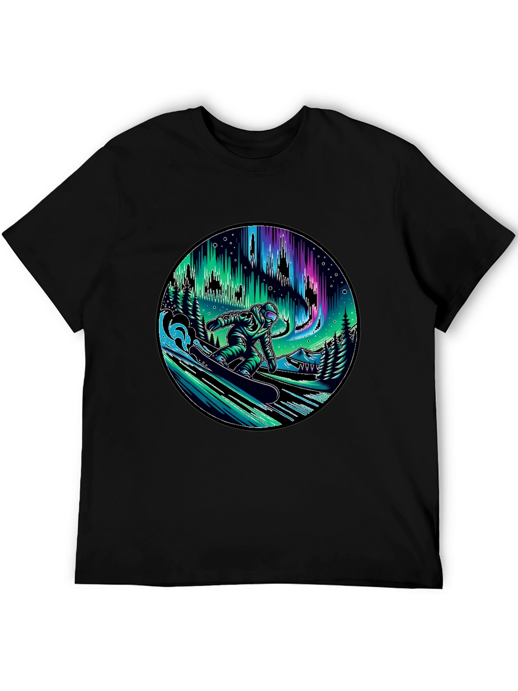 Snowboarder Aurora Graphic Tee - Black