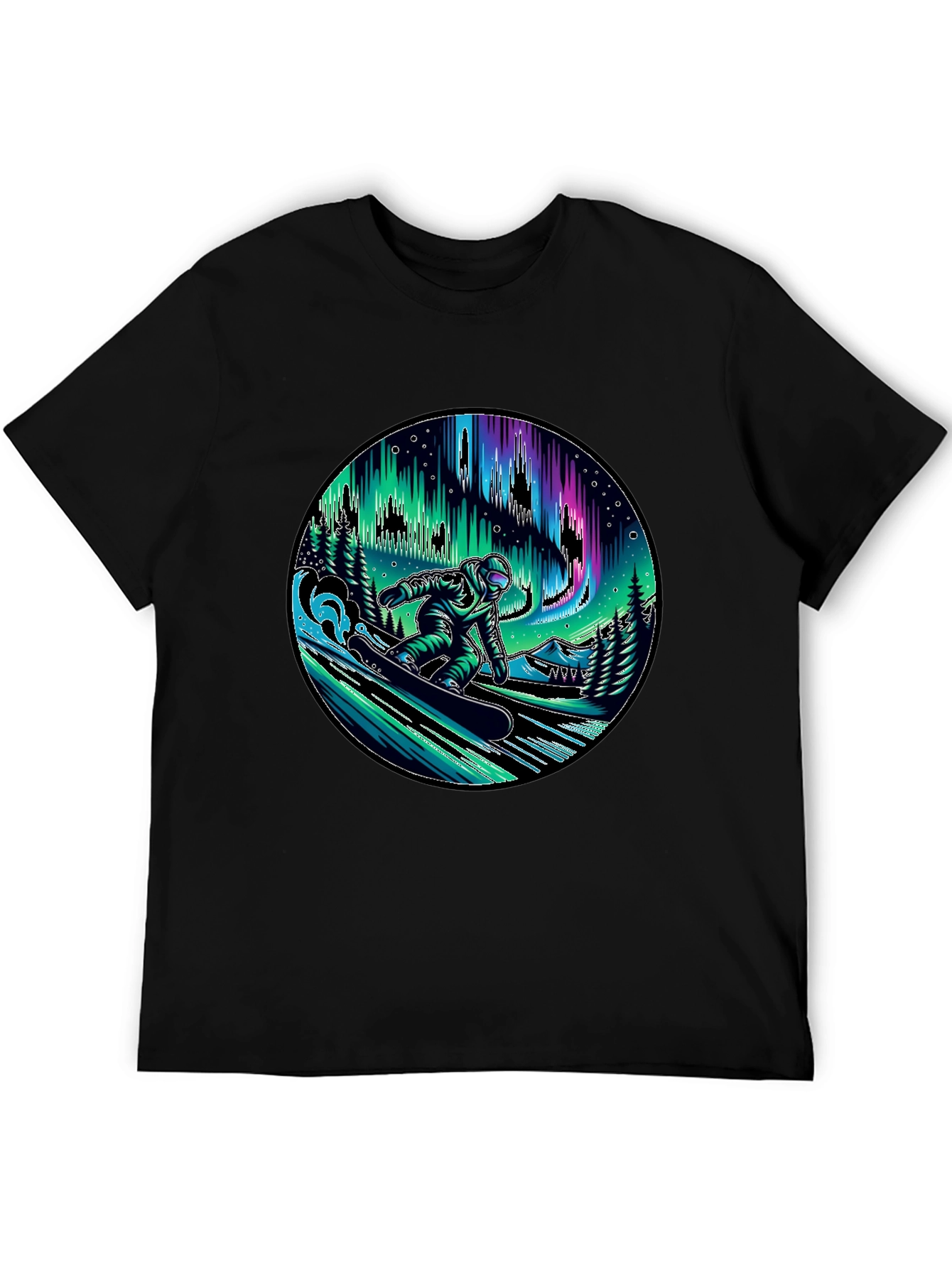 Snowboarder Aurora Graphic Tee - Black