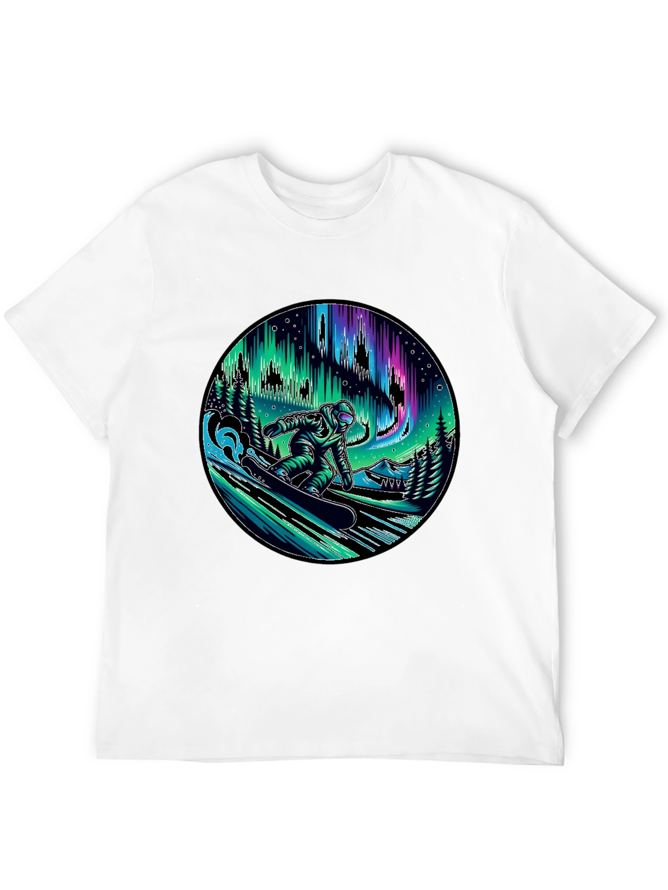 Snowboarder Aurora Graphic Tee - Black