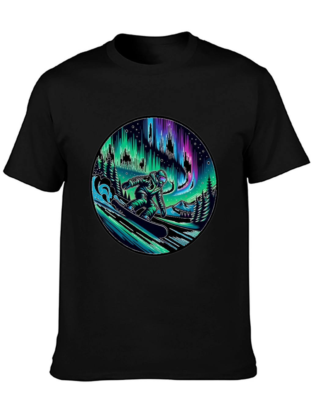 Snowboarder Aurora Graphic Tee - Black
