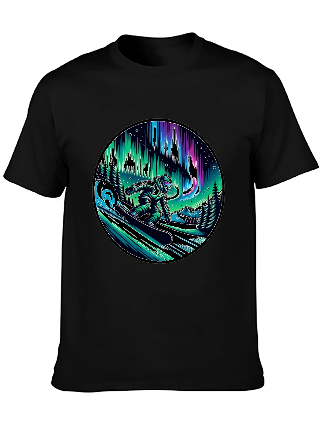 Snowboarder Aurora Graphic Tee - Black
