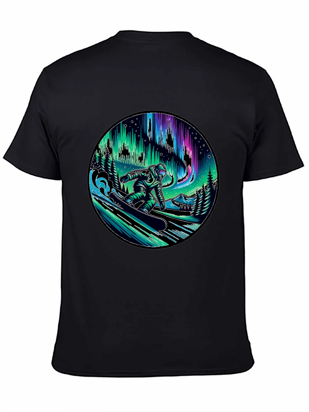 Snowboarder Aurora Graphic Tee - Black