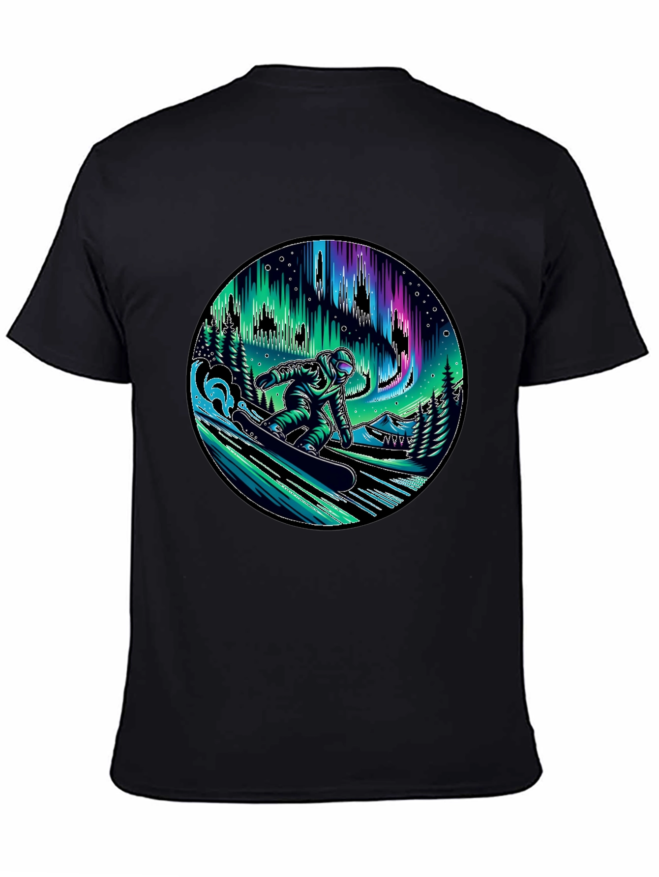 Snowboarder Aurora Graphic Tee - Black