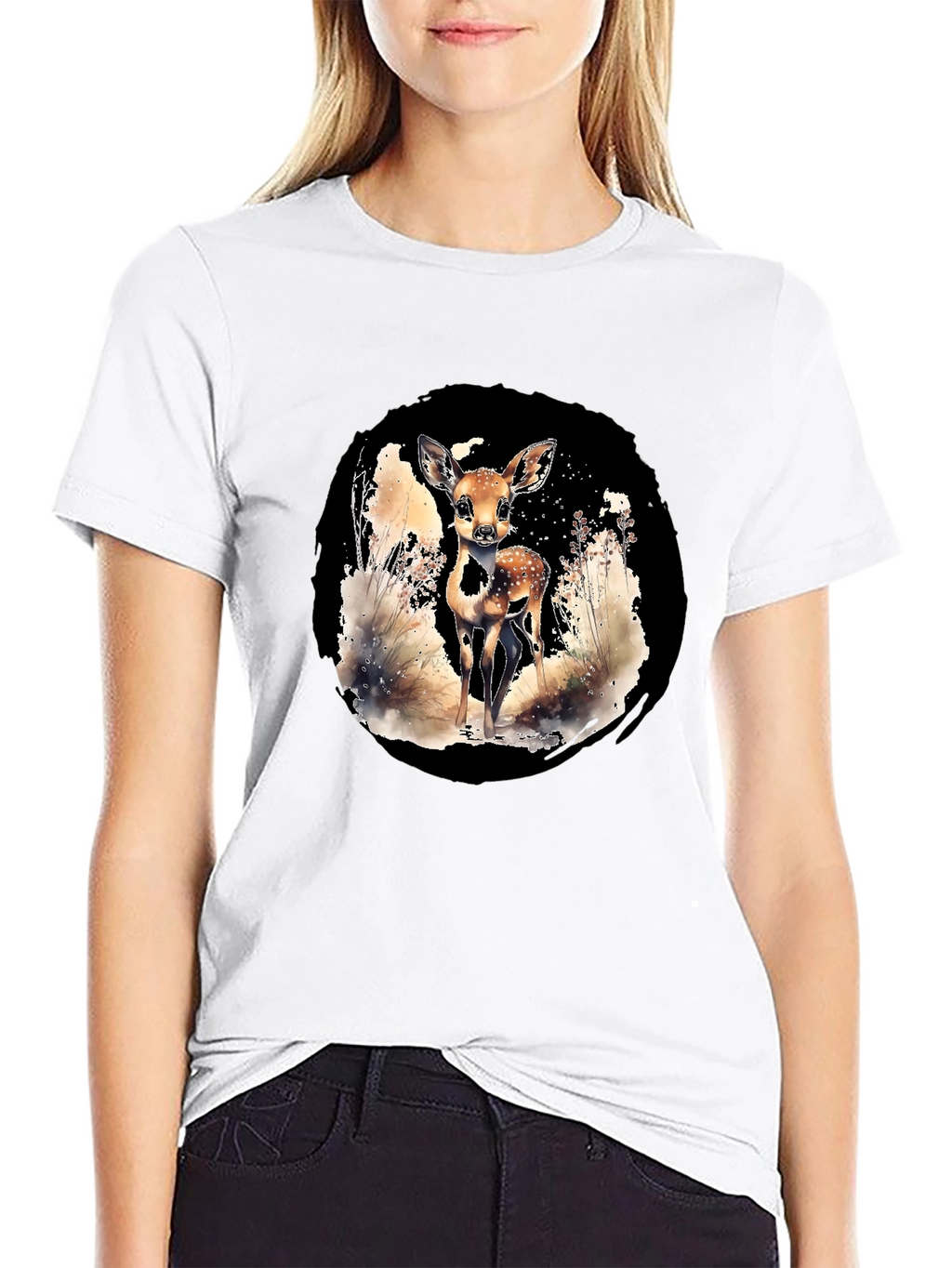 Deer Graphic Tee - Nature Lovers Black T-Shirt