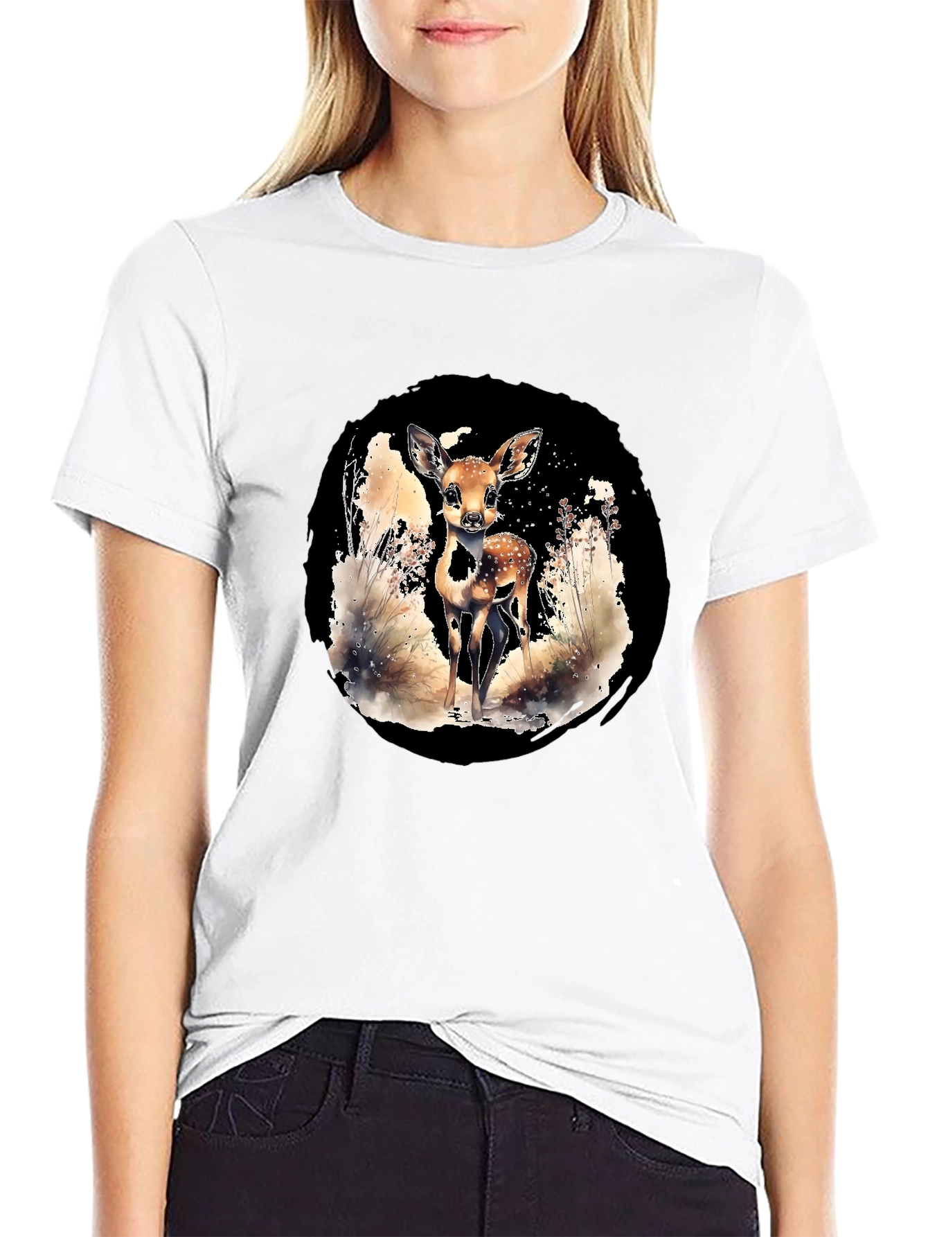 Deer Graphic Tee - Nature Lovers Black T-Shirt