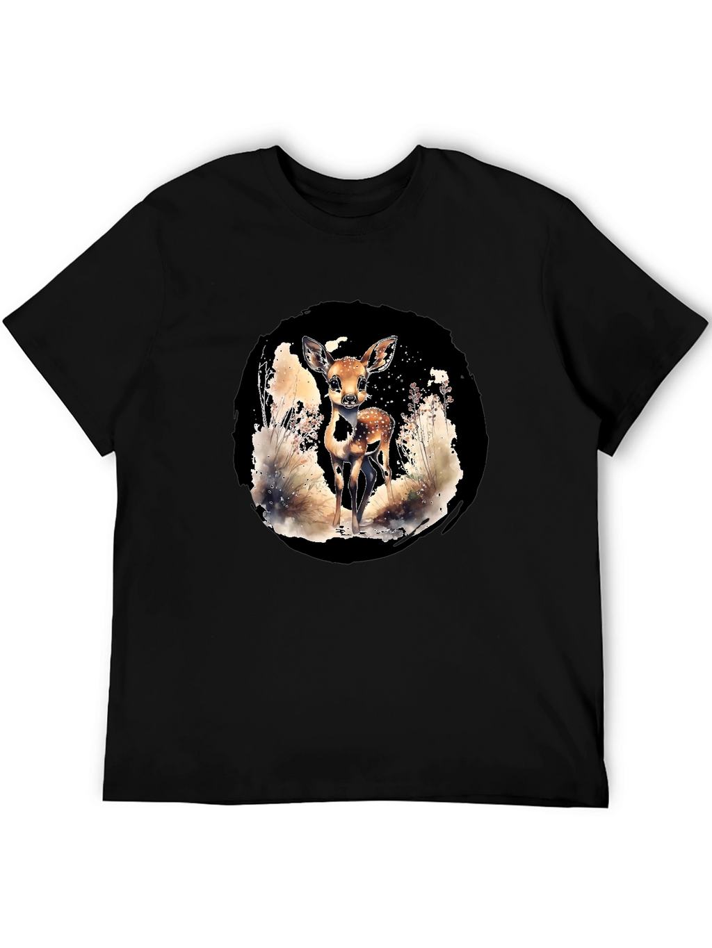 Deer Graphic Tee - Nature Lovers Black T-Shirt