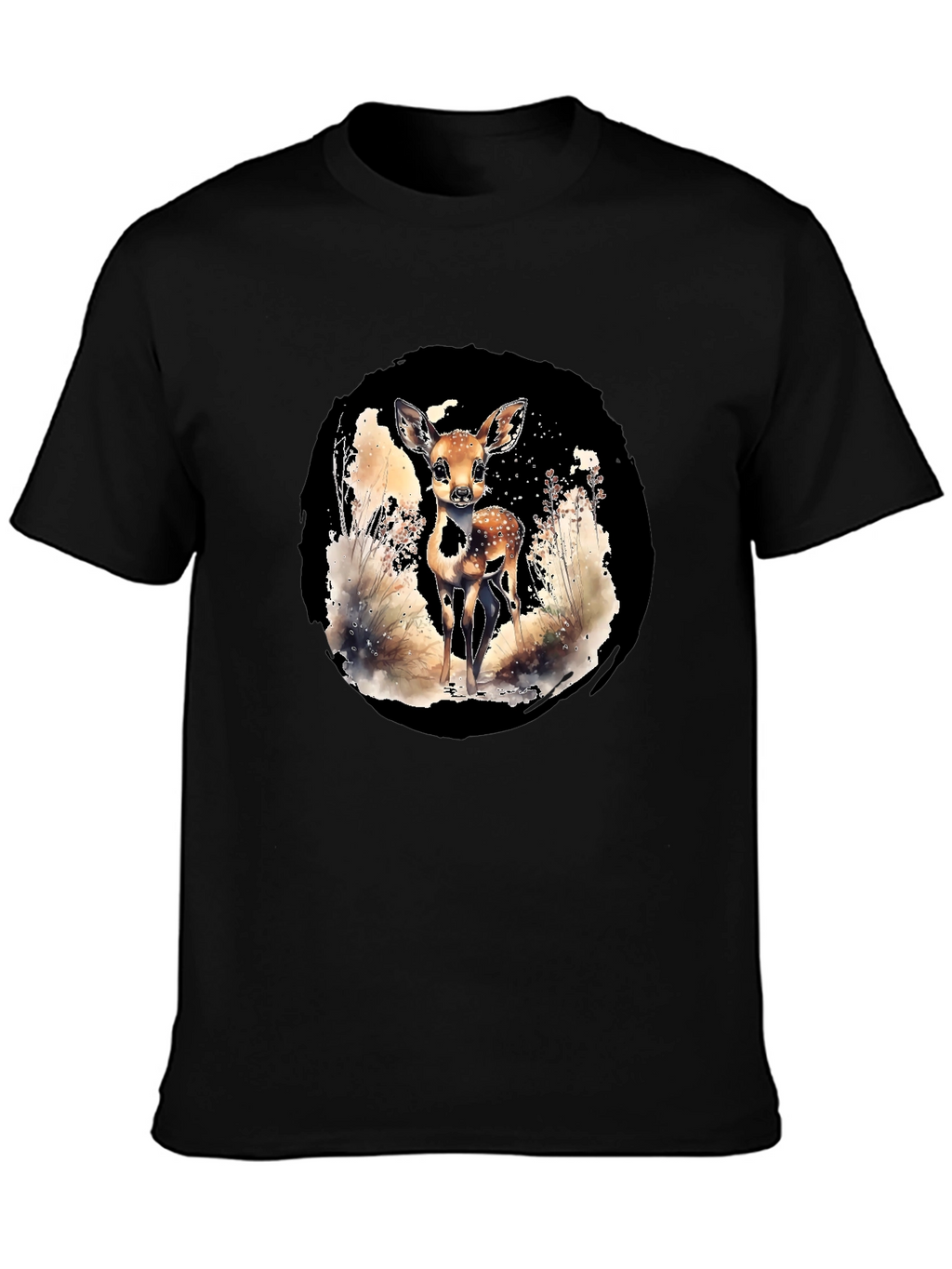 Deer Graphic Tee - Nature Lovers Black T-Shirt