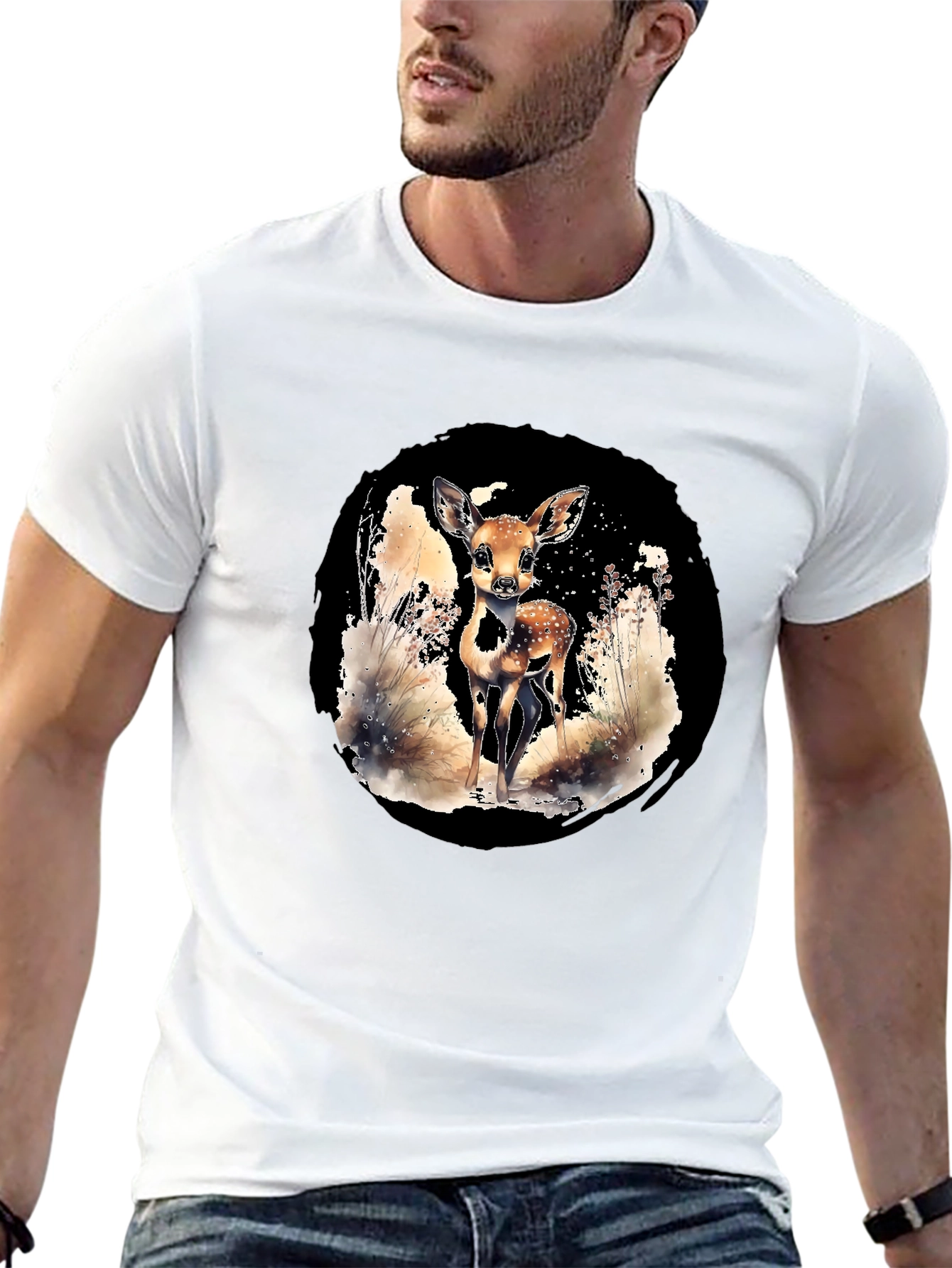 Deer Graphic Tee - Nature Lovers Black T-Shirt