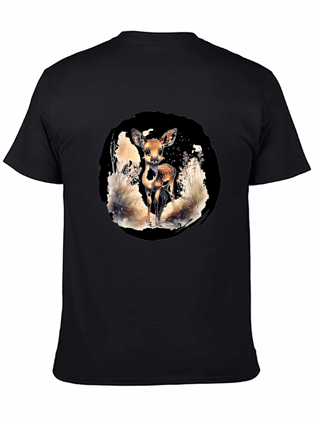 Deer Graphic Tee - Nature Lovers Black T-Shirt
