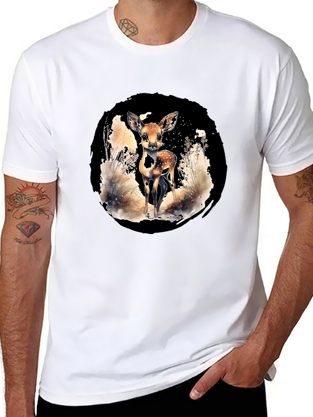 Deer Graphic Tee - Nature Lovers Black T-Shirt