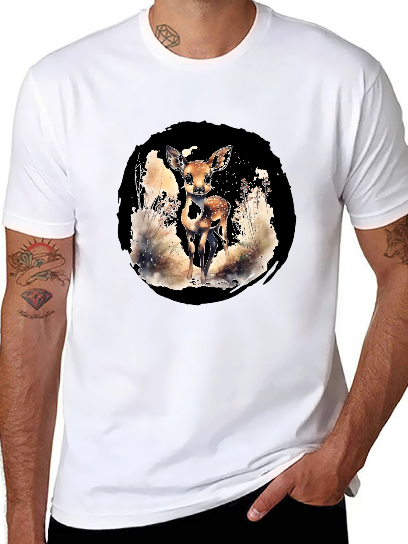 Deer Graphic Tee - Nature Lovers Black T-Shirt