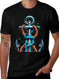 Nautical Anchor Graphic Tee - Black