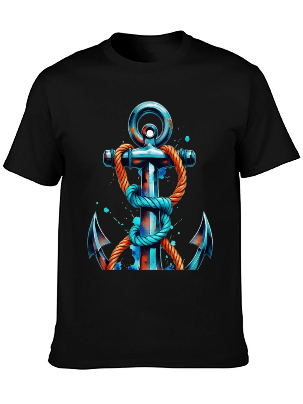 Nautical Anchor Graphic Tee - Black