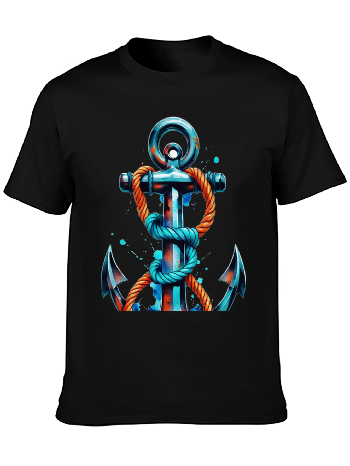 Nautical Anchor Graphic Tee - Black