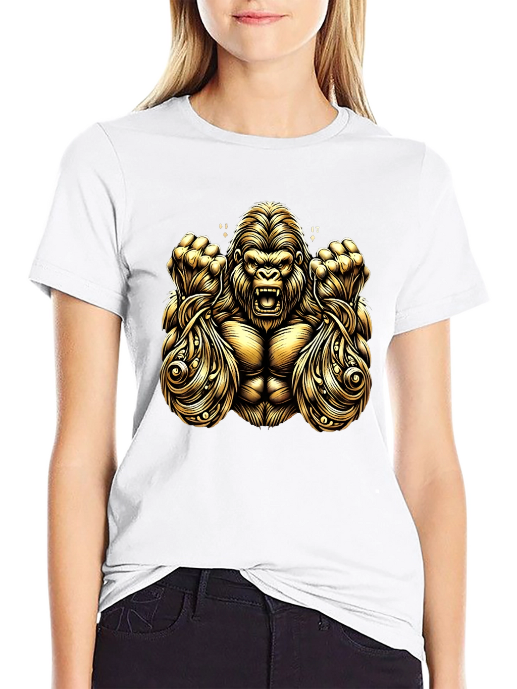 Gold Gorilla Graphic Black T-Shirt