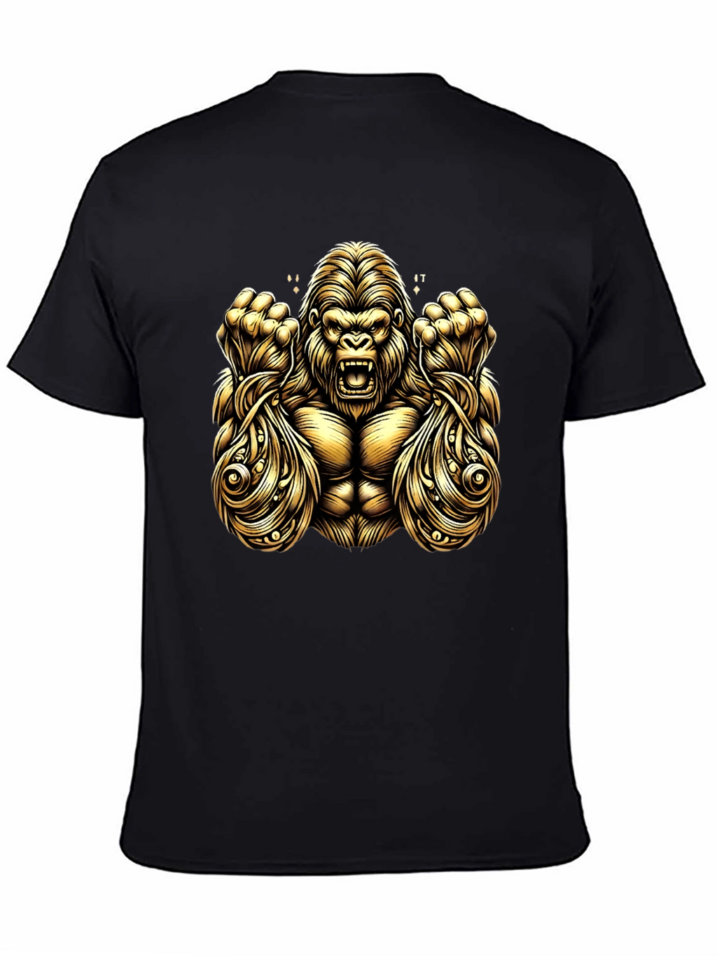 Gold Gorilla Graphic Black T-Shirt