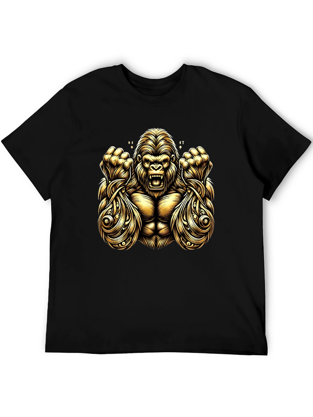 Gold Gorilla Graphic Black T-Shirt