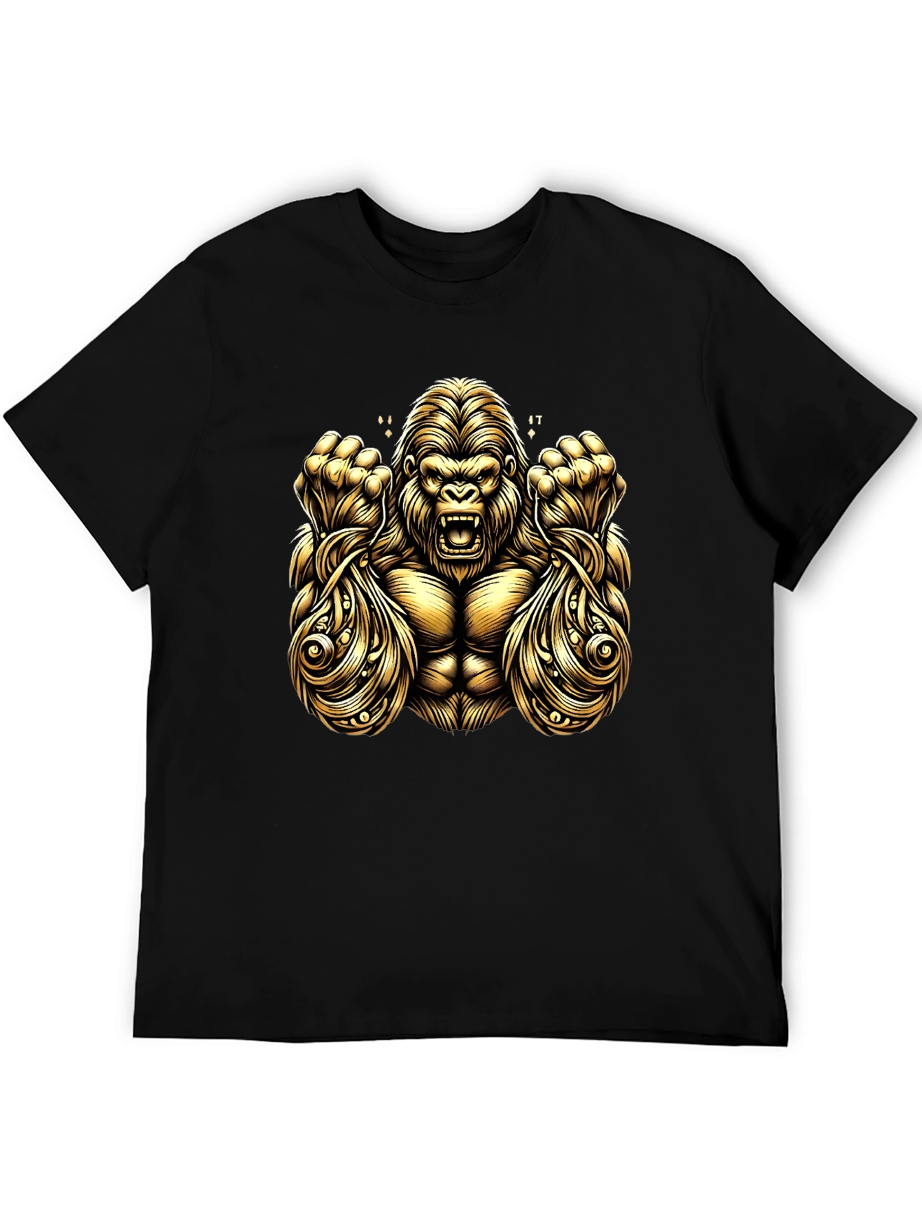 Gold Gorilla Graphic Black T-Shirt