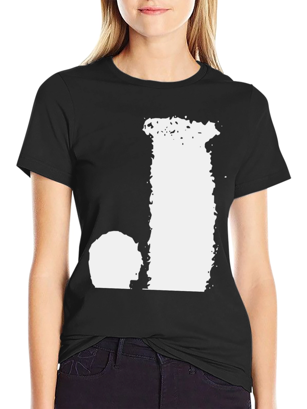 Black T-Shirt with Distressed Letter Graphic