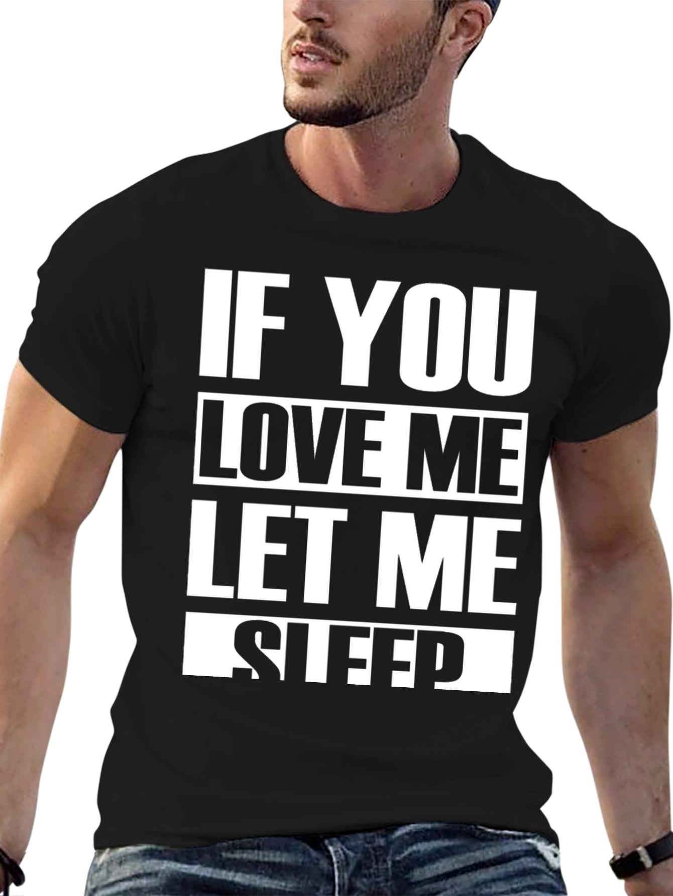 Funny Let Me Sleep Black Graphic Tee