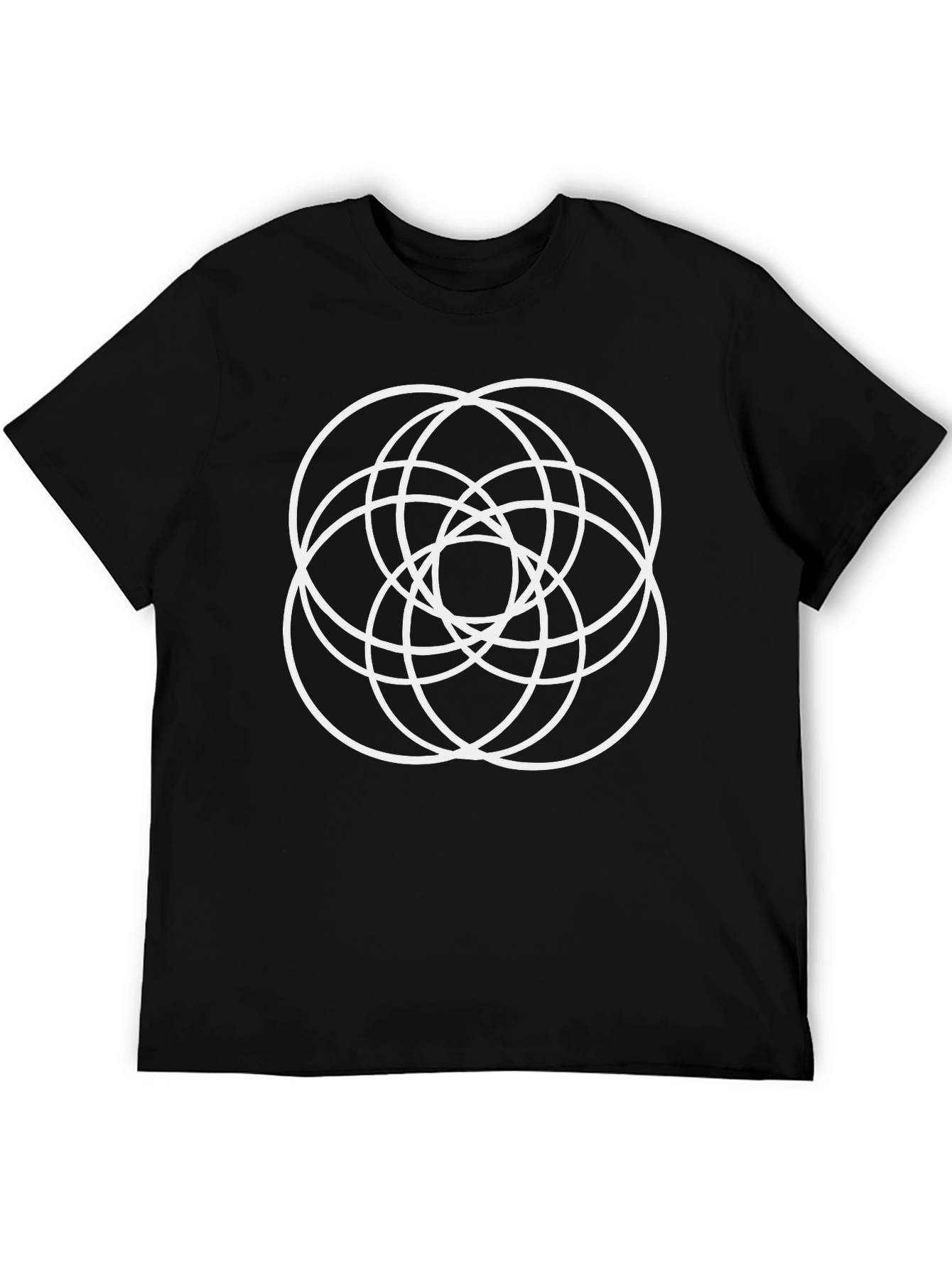 Geometric Circle Design Black T-Shirt