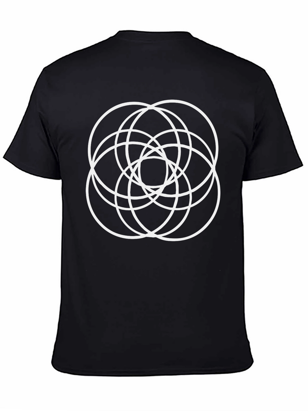 Geometric Circle Design Black T-Shirt