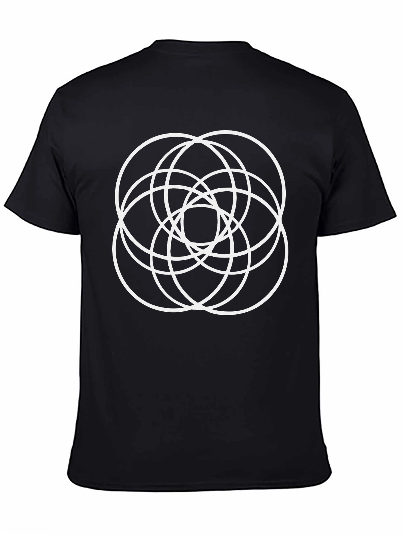 Geometric Circle Design Black T-Shirt