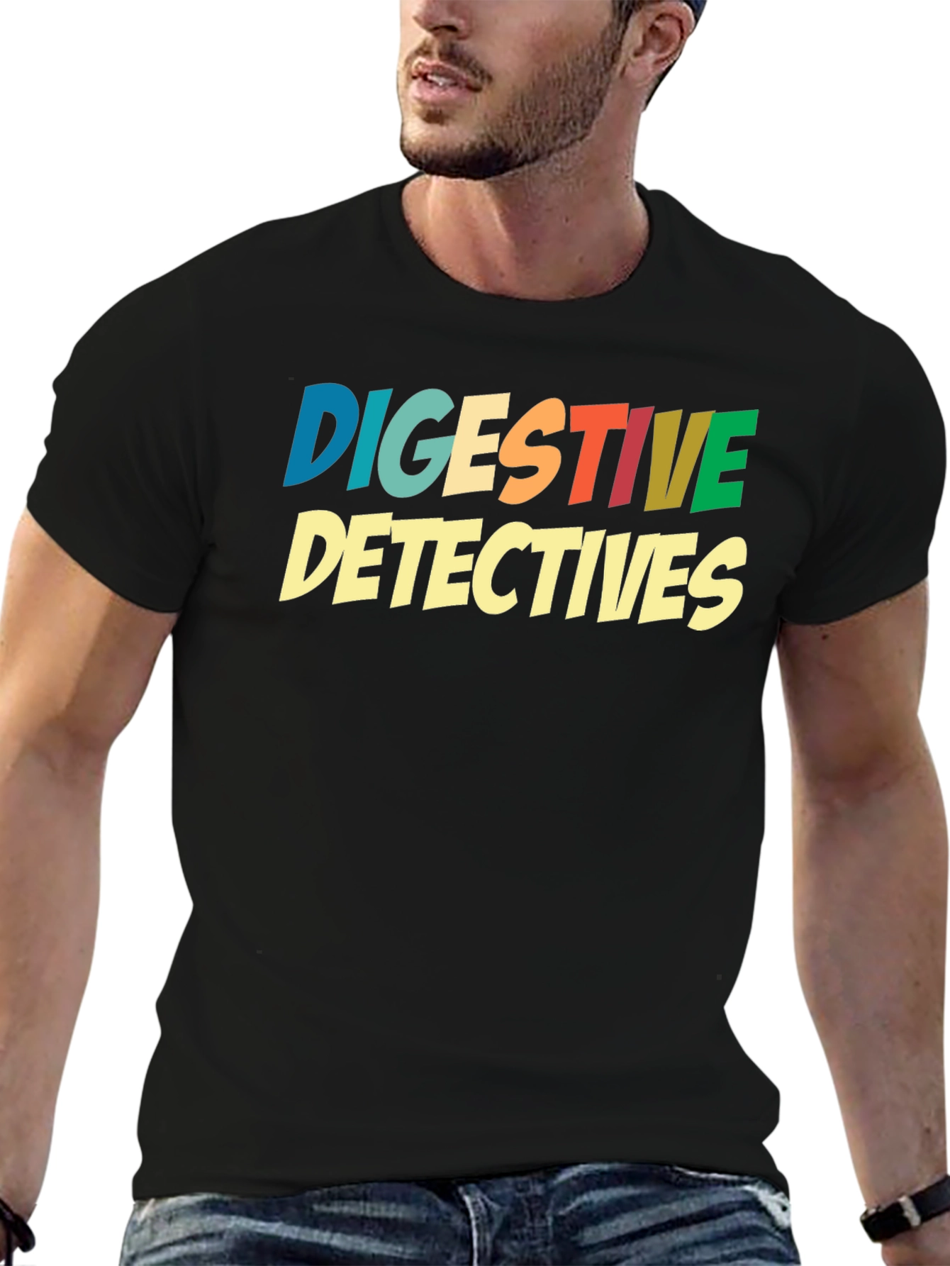 Digestive Detectives Graphic Print Tee - Black Cotton Blend