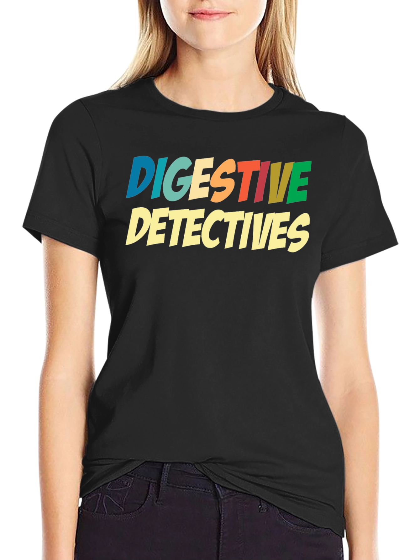 Digestive Detectives Graphic Print Tee - Black Cotton Blend