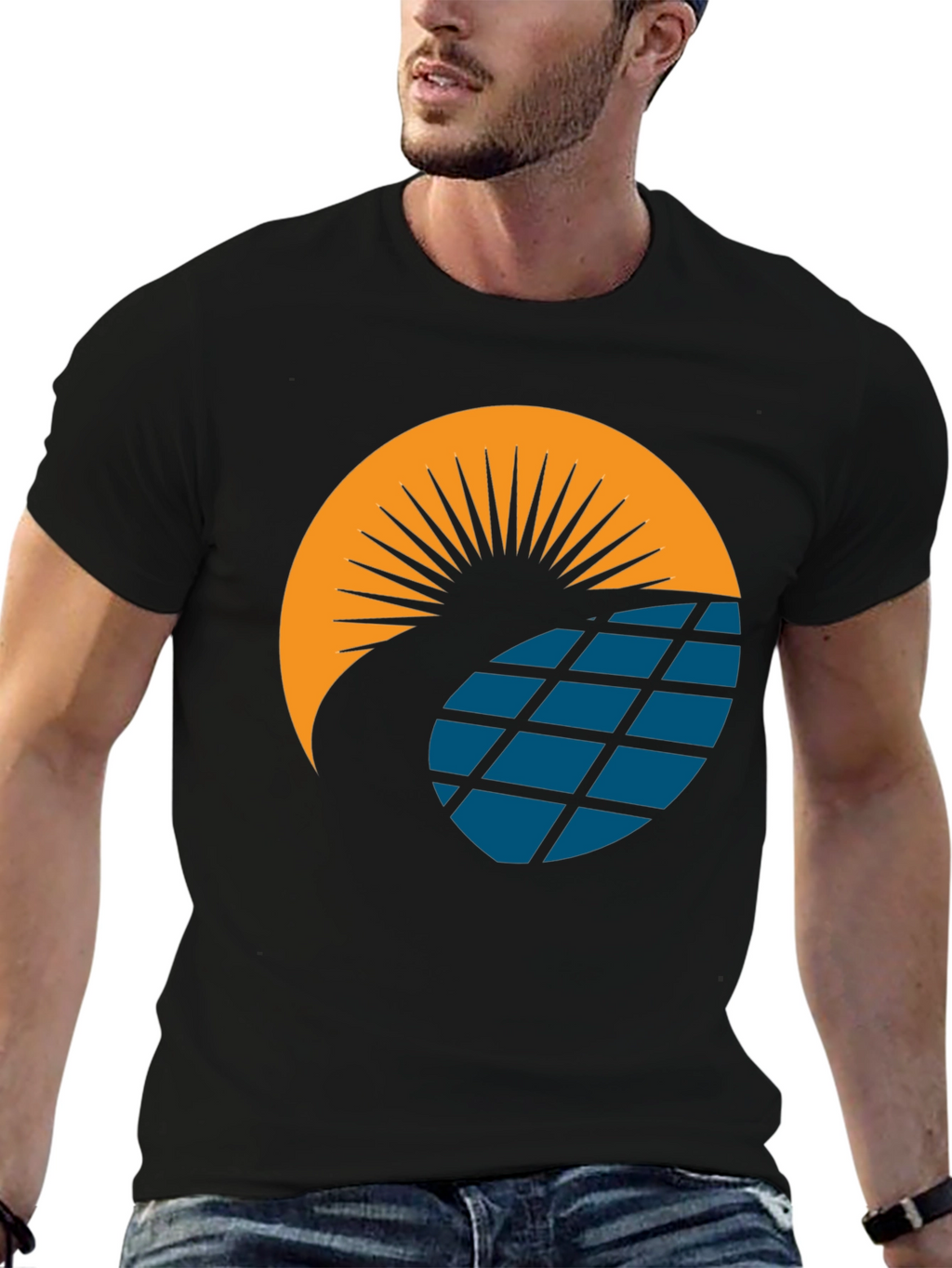 Solar Panel Sun Graphic T-Shirt - Modern Design