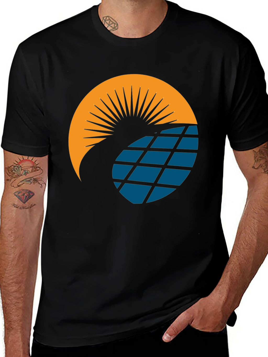 Solar Panel Sun Graphic T-Shirt - Modern Design